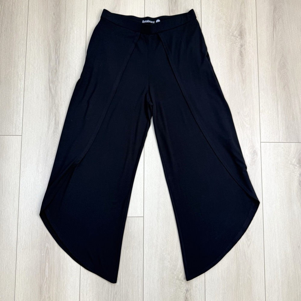 Betabrand Tulip Wide Leg Pants Women's‎ L Black New Without Tags Pull-On Comfort